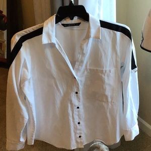 Shirt with black inserts